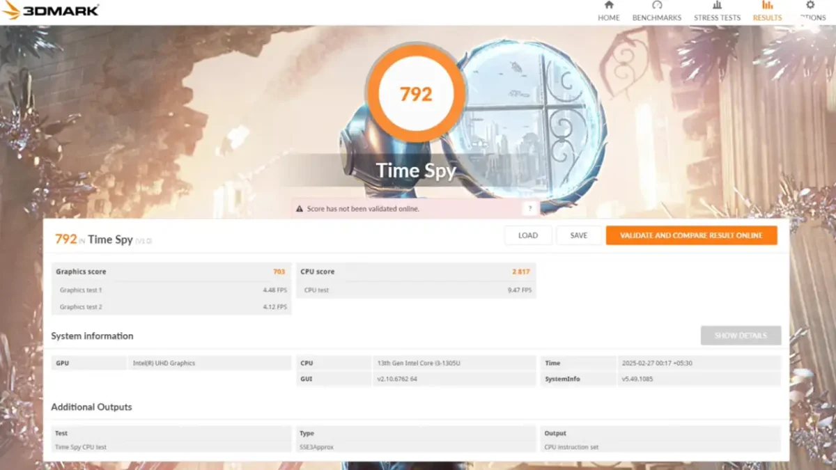Dell Inspiron 15 3530 - 3DMark Result