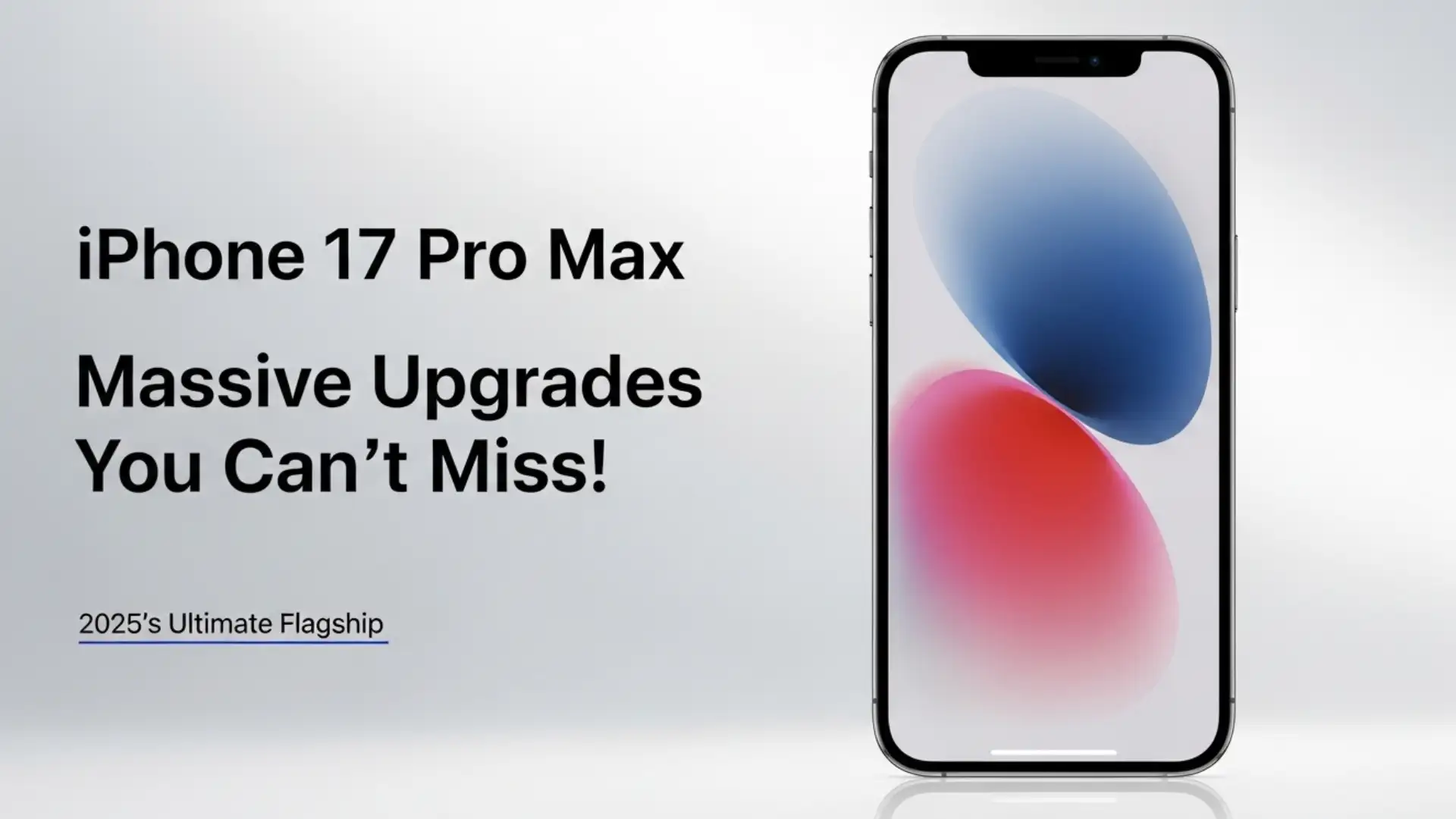 Sleek Apple iPhone 17 Pro Max in Sky Blue with horizontal camera bar and repositioned Apple logo