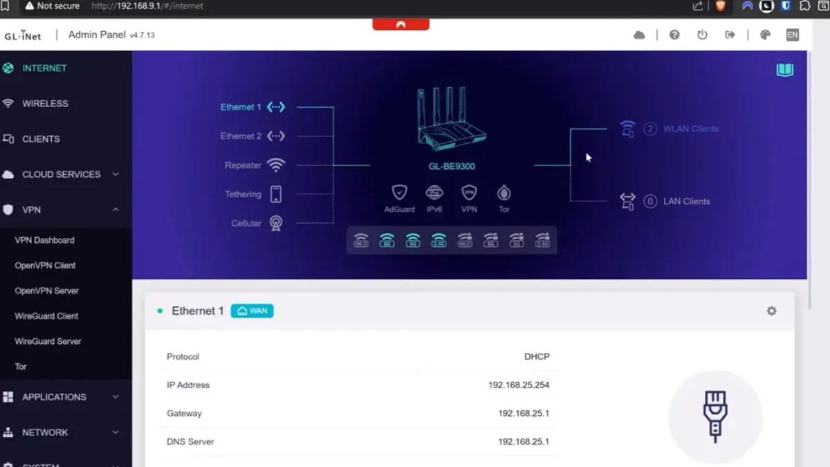 gl.inet gl-be9300 internet setup interface