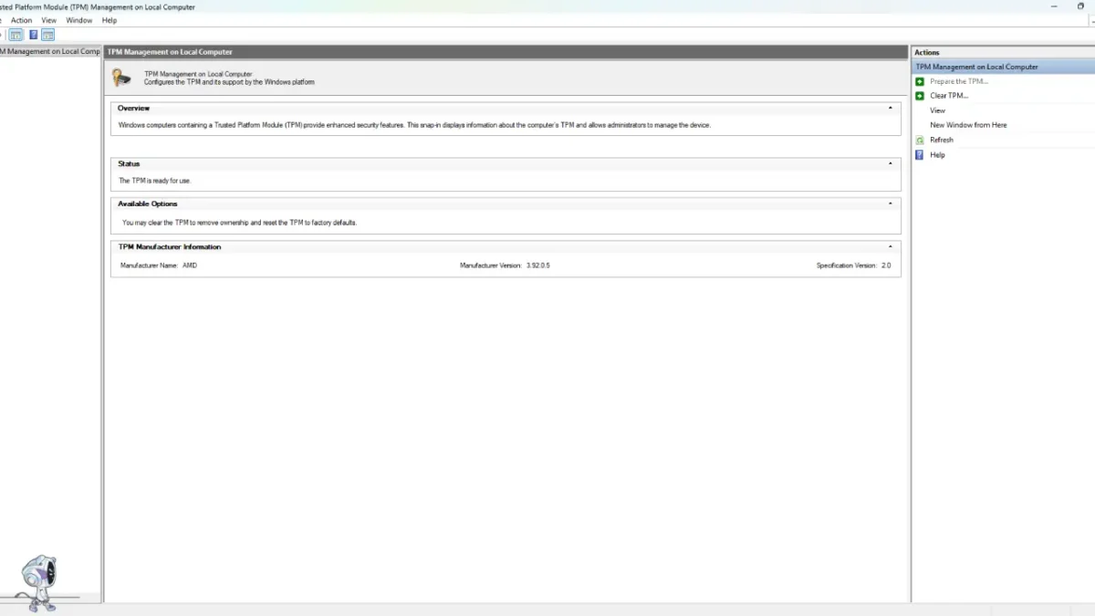 Check If TPM 2.0 Is Enabled Using Windows TPM Tool